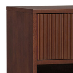 Teamson Home Tremolo Bedside Table 1 Fluted Push-Open Drawer Nightstand, Walnut - thumbnail 8