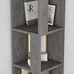 Decortie Piano Modern Corner Bookcase Shelving Unit Tall Display Unit Corner Shelf Retro Grey 158.9Cm - thumbnail 5