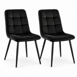 Oira Homes Black Nova Velvet Dining Chairs Set Of 2 Modern Tufted Kitchen Dining Chairs Dining Room Furniture - thumbnail 1