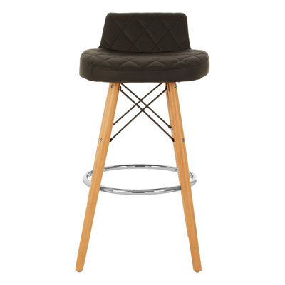 Orsina Black Leather Effect Seat Bar Stool, Comfortable Seating Faux Leather Bar Stool, Space-Saver Kitchen Stool - image 1