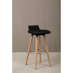 Orsina Black Leather Effect Seat Bar Stool, Comfortable Seating Faux Leather Bar Stool, Space-Saver Kitchen Stool - thumbnail 6