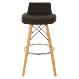 Orsina Black Leather Effect Seat Bar Stool, Comfortable Seating Faux Leather Bar Stool, Space-Saver Kitchen Stool - thumbnail 2