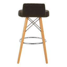 Orsina Black Leather Effect Seat Bar Stool, Comfortable Seating Faux Leather Bar Stool, Space-Saver Kitchen Stool - thumbnail 4