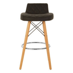 Orsina Black Leather Effect Seat Bar Stool, Comfortable Seating Faux Leather Bar Stool, Space-Saver Kitchen Stool - thumbnail 1