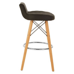 Orsina Black Leather Effect Seat Bar Stool, Comfortable Seating Faux Leather Bar Stool, Space-Saver Kitchen Stool - thumbnail 3