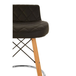 Orsina Black Leather Effect Seat Bar Stool, Comfortable Seating Faux Leather Bar Stool, Space-Saver Kitchen Stool - thumbnail 9