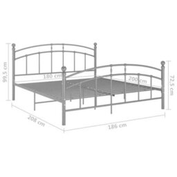 Berkfield Bed Frame Grey Metal 180X200 Cm 6Ft Super King - thumbnail 7
