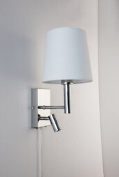 Harper Living Plug-In Wall Light With Switch And Adjustable Led Reading Light, Polished Chrome Finish, White Fabric Shade - thumbnail 5