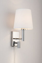 Harper Living Plug-In Wall Light With Switch And Adjustable Led Reading Light, Polished Chrome Finish, White Fabric Shade - thumbnail 4