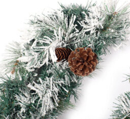 Best Artificial 12Ft Frosted Luxury Christmas Garland With Pine Cones & 100 Bright White Battery Lights - thumbnail 5