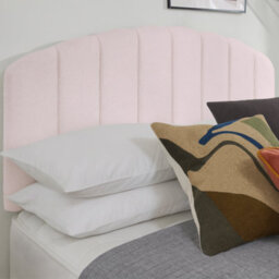 "Urban Textures - Celeste Luxury 20"" High Velvet Fabric Upholstered Curved Headboard - Pink" - thumbnail 1