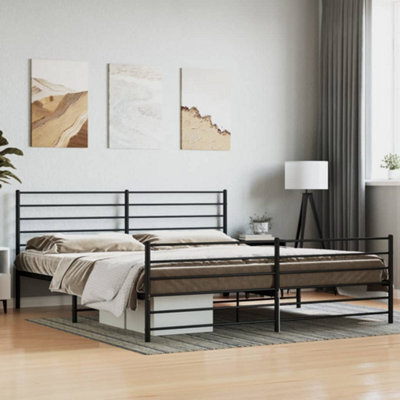 Berkfield Metal Bed Frame With Headboard And Footboard Black 200X200 Cm - image 1