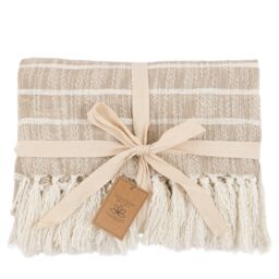 Gallery™ Natural & White Striped Woven Striped Throw (L) 170Cm X (W) 130Cm - thumbnail 6