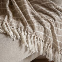 Gallery™ Natural & White Striped Woven Striped Throw (L) 170Cm X (W) 130Cm - thumbnail 2