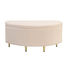 Abrihome 90X40X42Cm, Upholstered Bench With Velvet Storage Box, Footstool With Metal Legs, Suitable For Hallway, Beige - thumbnail 6