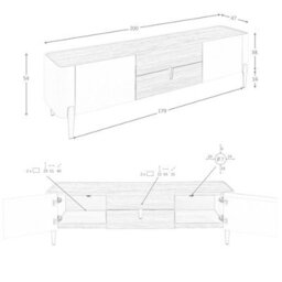 Angel Cerda Elegant Beige Wood Tv Stand With Golden Steel Accents And Walnut Top - thumbnail 7