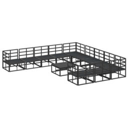 Berkfield Garden Sofa Set With Cushion 12 Pcs Black Aluminium - thumbnail 6