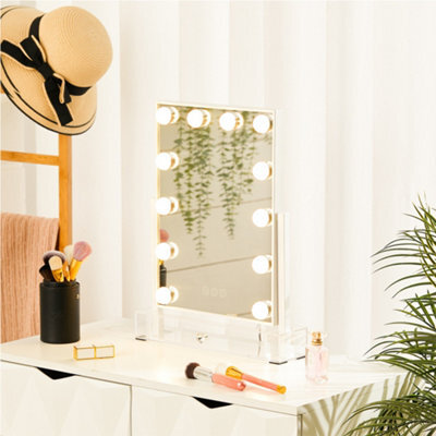 Living And Home White Rectangular Hollywood Rotatable Led Vanity Makeup Mirror Dimmable With Storage Box - image 1