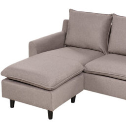 Beliani Corner Sofa 3 Seater Elvenes Velvet Taupe Right Hand - thumbnail 7