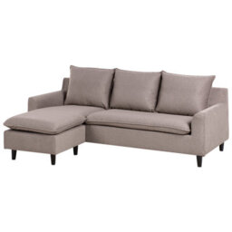Beliani Corner Sofa 3 Seater Elvenes Velvet Taupe Right Hand - thumbnail 4