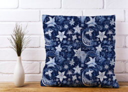 Warren Reed Designer Paisley Christmas Stars Blue Cushions 60Cm X 60Cm - thumbnail 2