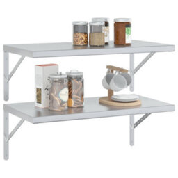 Berkfield Wall Shelves 2 Pcs 75X40X3 Cm Silver Stainless Steel - thumbnail 4