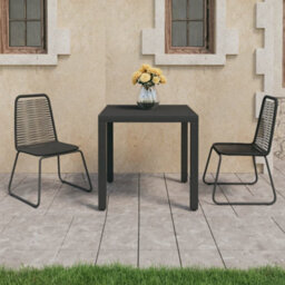 Berkfield 3 Piece Garden Dining Set Pvc Rattan Black