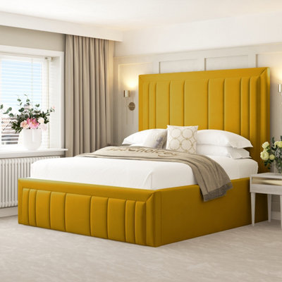 "Bed Choices Emperor Bed Frame 54"" Headboard With Chelsea Mattress - Single (Mustard)" - image 1