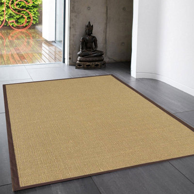 Chocolate Bordered Plain Modern Easy To Clean Rug For Dining Room Bed Room And Living Room-68 X 300Cm (Runner) - image 1