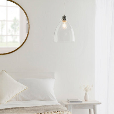 Anson Lighting Georgia Pendant Light Shade Finished In Clear Glass And Chrome Plate (Shade Only) - image 1