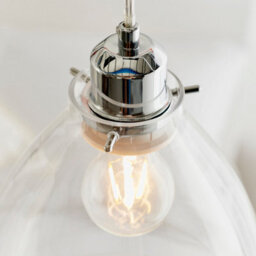 Anson Lighting Georgia Pendant Light Shade Finished In Clear Glass And Chrome Plate (Shade Only) - thumbnail 7