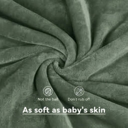 Olive Faux Fur Fleece Blanket King Size 200 X 240Cm Soft Reversible Throw - thumbnail 3