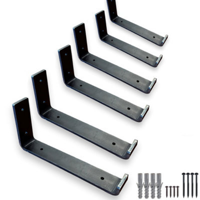 MKGT 6 Pcs Heavy Duty Shelf Brackets Industrial Steel For Wall Mounted Diy Floating(Raw Steel, 125mm Up) - image 1