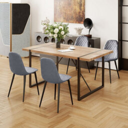 Alivio Pack Of 4 Velvet Dining Chairs With Metal Legs For Dressing Lounge Home Kitchen Counter Chairs (Grey) - thumbnail 2