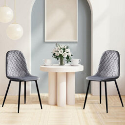 Alivio Pack Of 4 Velvet Dining Chairs With Metal Legs For Dressing Lounge Home Kitchen Counter Chairs (Grey) - thumbnail 4
