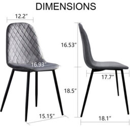 Alivio Pack Of 4 Velvet Dining Chairs With Metal Legs For Dressing Lounge Home Kitchen Counter Chairs (Grey) - thumbnail 6