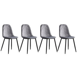 Alivio Pack Of 4 Velvet Dining Chairs With Metal Legs For Dressing Lounge Home Kitchen Counter Chairs (Grey) - thumbnail 9