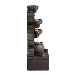 Teamson Home 72.3 Cm Outdoor 4-Tier Stacked Stone Cascading Water Fountain With Led Lights, Gray - thumbnail 3