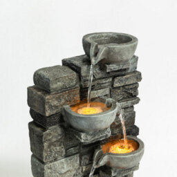 Teamson Home 72.3 Cm Outdoor 4-Tier Stacked Stone Cascading Water Fountain With Led Lights, Gray - thumbnail 8