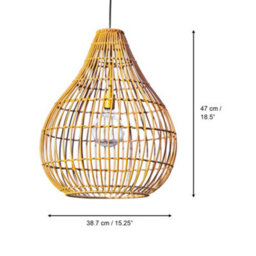 Teamson Home Outdoor Garden Hanging Light Lantern, Solar Powered, With Bulb, Dimmer, Timer & Remote, Brown Wicker - thumbnail 4