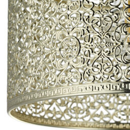 Happy Homewares Ornate Moroccan Style Decorated Shiny Gold Metal Pendant Lamp Shade 25Cm X 15Cm - thumbnail 3