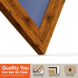 "16X16"" Rustic Oak Modern Vinyl Record Frame With Blue Mount For 12 Inch Lp Disc - Ak Frames" - thumbnail 3