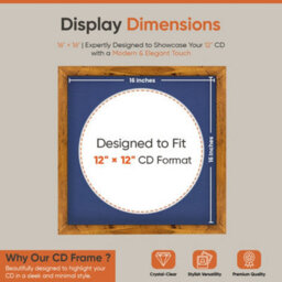 "16X16"" Rustic Oak Modern Vinyl Record Frame With Blue Mount For 12 Inch Lp Disc - Ak Frames" - thumbnail 2