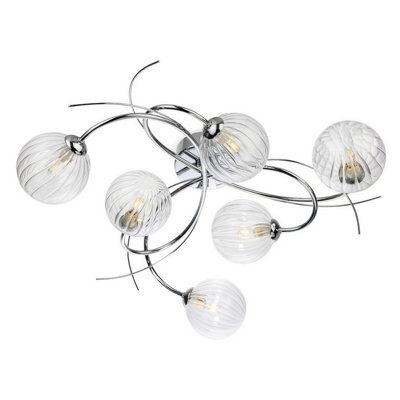 Luminosa Lighting Luminosa Elba 6 Light Flush Ceiling Fitting Chrome With Clear Decorative Glass 6Xg9