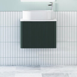 Royal Bathrooms Avenza 600mm Deep Moss Green Wall Hung Bathroom Countertop Vanity Unit 1 Drawer With Peak Basin - thumbnail 1