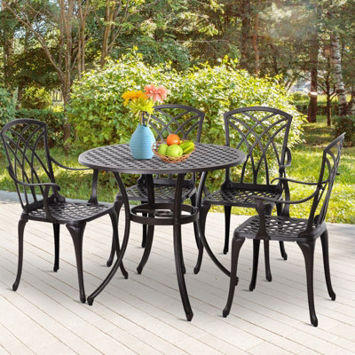 Outsunny 5 Pcs Garden Dining Set, Garden Furniture Set, Brown - image 1