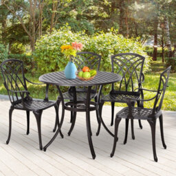 Outsunny 5 Pcs Garden Dining Set, Garden Furniture Set, Brown - thumbnail 1