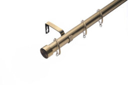 Lister Cartwright 28mm Antique Brass Extendable Metal Curtain Pole Set Rings With Stopper Finial (210 - 350 Cm)