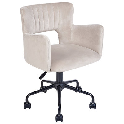 Beliani Desk Chair Sanilac Ii Velvet Taupe - image 1