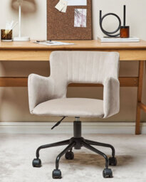 Beliani Desk Chair Sanilac Ii Velvet Taupe - thumbnail 2